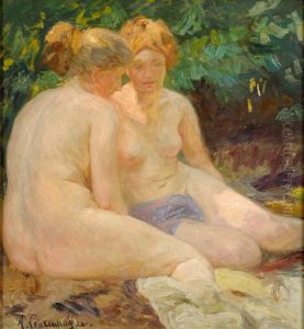 Ein Nachmittag am See. by August Achtenhagen