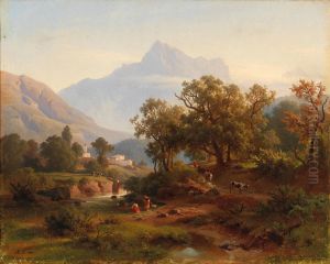 Region in South Tyrol-Landscape in the Morning Light by August Behrendsen