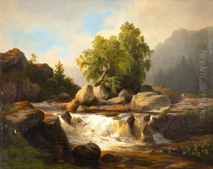 American Landscape with Waterfall American Landscape with Waterfall