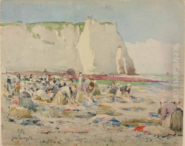 Clam Gatherers at Etretat - view 1