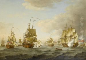 Admiral Byng's fleet getting underway from Spithead