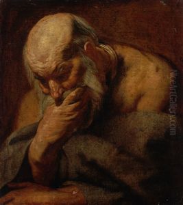 Head study of a bearded man, possibly an apostle by Jacob Jordaens