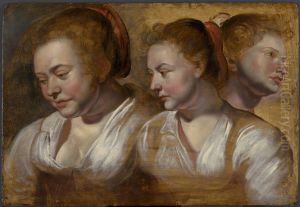 Three studies of a young woman by Jacob Jordaens