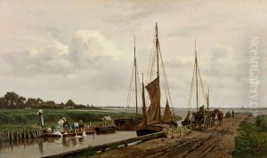 Hafen von Wustrow mit Wascherinnen by Carl Malchin