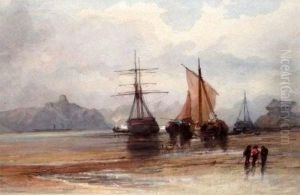 Coastal View With Fisherfolk By Boats