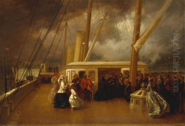 Victoria Queen of the United Kingdom of Great Britain and Ireland and Abdulaziz, emperor of the Ottoman Empire on the Royal yacht during the Sultan's official visit. - view 1