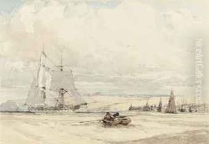 A Merchantman In The Channel Off Newhaven, Sussex by John Callow