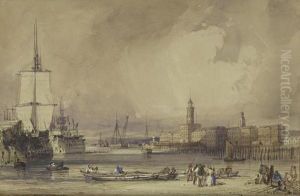 A View Across Portsmouth Harbour From The Foreshore by William Callow