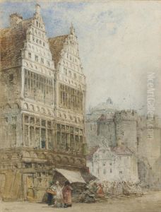 Market Day In A Northern European Town by William Callow