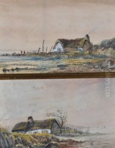 Thatched Cottages On The Coast by William Callow