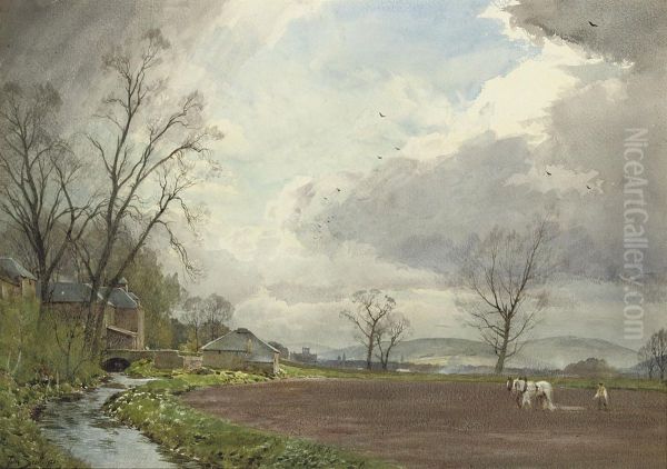 Ploughing At Newstead Bridge, Near Melrose, Roxburghshire - view 1