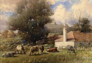 Landscape With Cattle by George Russell Gowans by George Russell Gowans