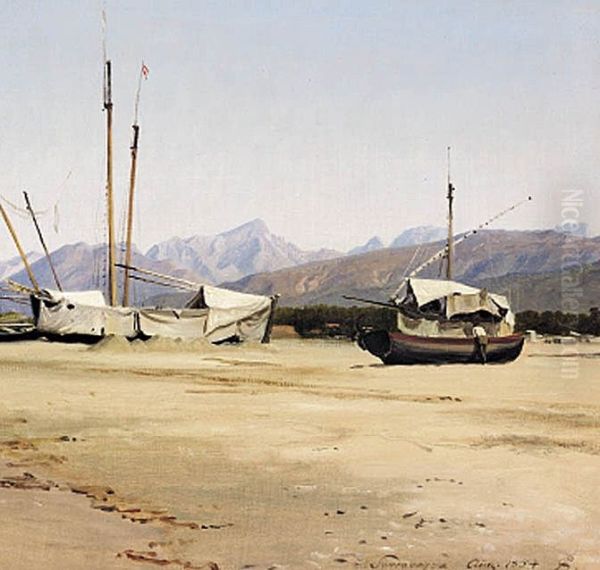 Boats on the beach at Serravezza. - view 1