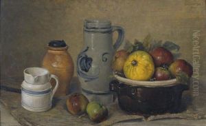 Stillleben Mit Fruchten Und Krugen by Fernand Calmettes