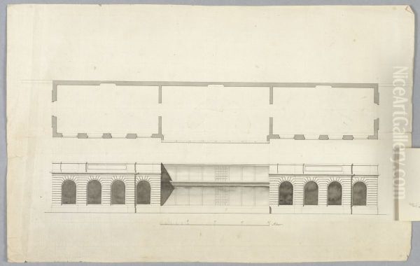 Forslag till orangeri, pa Drottningholm? Plan och fasad, med ett fasadalternativ pa en flik - view 1