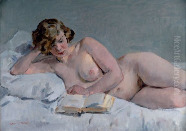 Reclining reading nude - view 1