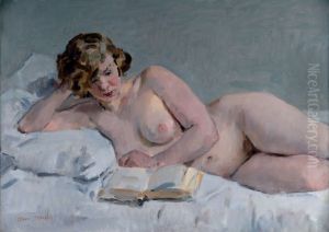 Reclining reading nude Reclining reading nude