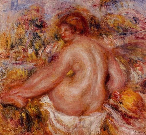 after bathing seated female nude - view 1