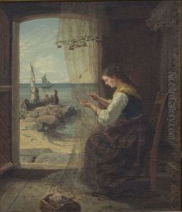 Garnbinding by Adolph Tidemand