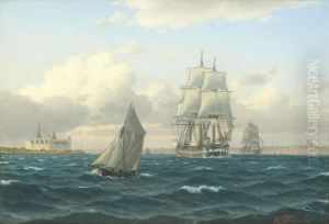 A screw frigate and other ships off Kronborg