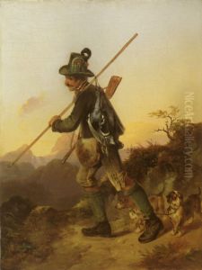 Jager mit Birkhahnen oberhalb von Berchtesgaden, im Hintergrund der Watzmann by Matthias Ranftl