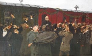 Arrival of Nikolai Ivanovich Pirogov to Moscow in the 50th anniversary of his scientific activities. by Repin Iliya