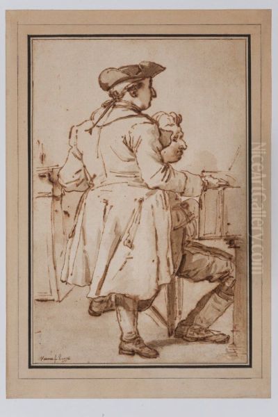 Johan Tobias Sergel and an Unknown Man playing cembalo - view 1