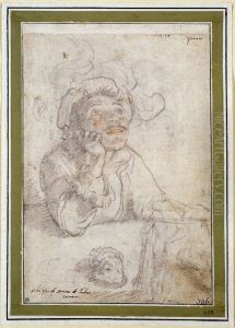 A man in a plumed hat sitting at a table by Taddeo Zuccari