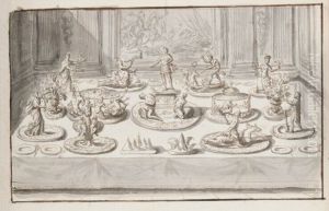 Bankettbord med trionfi for kardinal Leopold av Medici by Pierre Paul Sevin