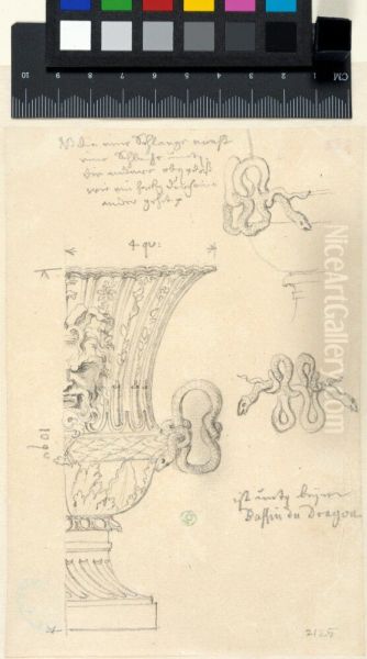 Study of a Vase from the Bassin sous le Dragon in the Gardens of Versailles - view 1