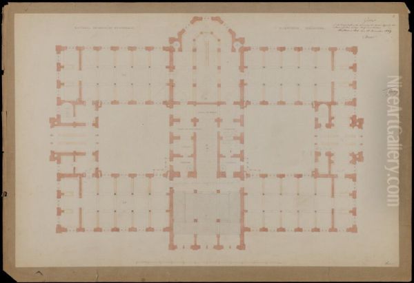 Nationalmuseum. Plan av mellanvaningen; bibliotek - view 1