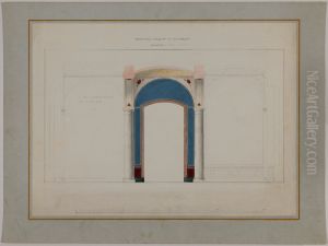 Nationalmuseum. Langdsektion, biblioteket, mellanvaningen by Friedrich August Stuler