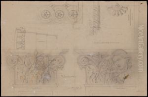 Nationalmuseum. Detaljstudier for dekorativa element, sal 78, ovre vaningen by Friedrich August Stuler