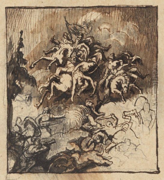 Old Norse Battle Scene with Valkyries - view 1