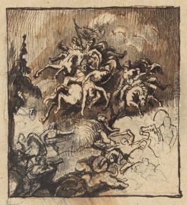Old Norse Battle Scene with Valkyries