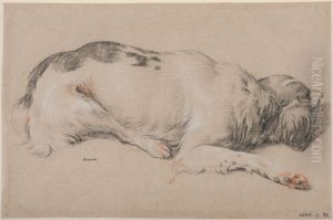 Espagneul Francais, Recumbent, Facing Right by Alexandre-Francois Desportes