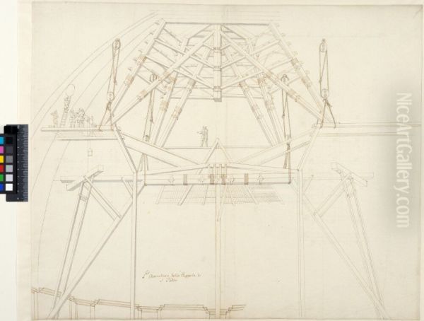 Scaffolding in the Dome of St. Peter's Church, Rome - view 1