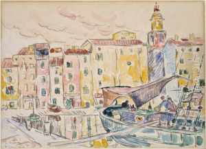 Fran hamnen i St. Tropez by Paul Signac