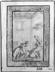 St. Francis washing the feet of a pilgrim