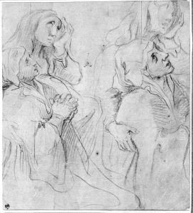 Two kneeling Women, facing right, repeated twice
