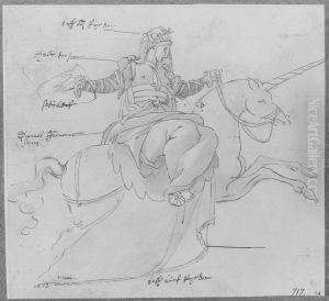 Kvinna sittande pa enhorning by Francesco Primaticcio