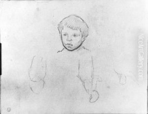 Barnstudie, Emile. Blad 8 verso i skissbok om 36 blad