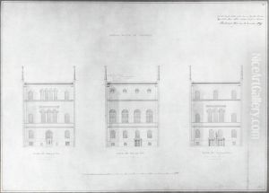 Nationalmuseum. Tre gardsfasader by Friedrich August Stuler