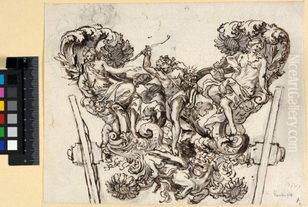 Rear Frame of a Couch with Apollo Slaying Python - view 1