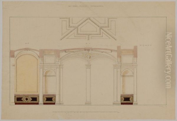 Nationalmuseum. Vaggsektion och del av tak, bottenvaningen - view 1
