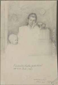 Portratt av konstnarens hustru Gerda Wessel och sonen Erik Wessel-Fougstedt
