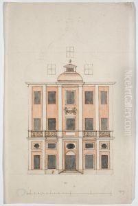Elevation av fasad. Flemingska palatset pa Helgeandsholmen? by Nicodemus Tessin the Elder