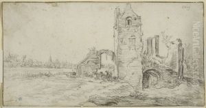 Landskap med ruin by Jan van Goyen