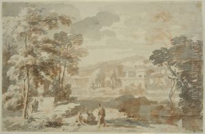 Landskap med figurer by Johannes Glauber