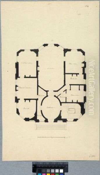 Forslag till plan over en villa; plan over bottenvaningen - view 1